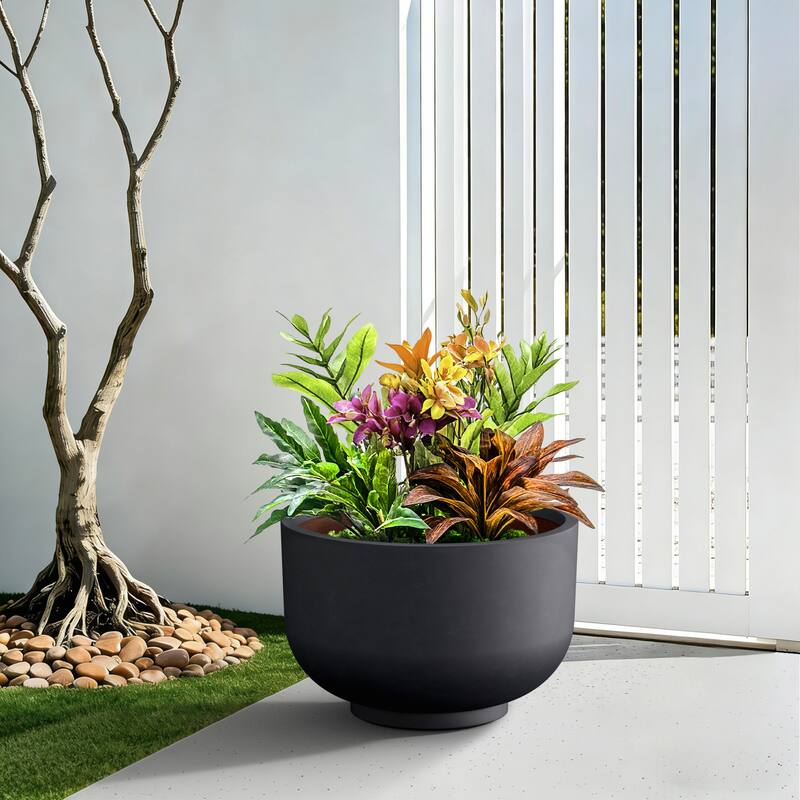 Concrete Planter / Pot Lightweight Planter Bowl with Drainage Holes