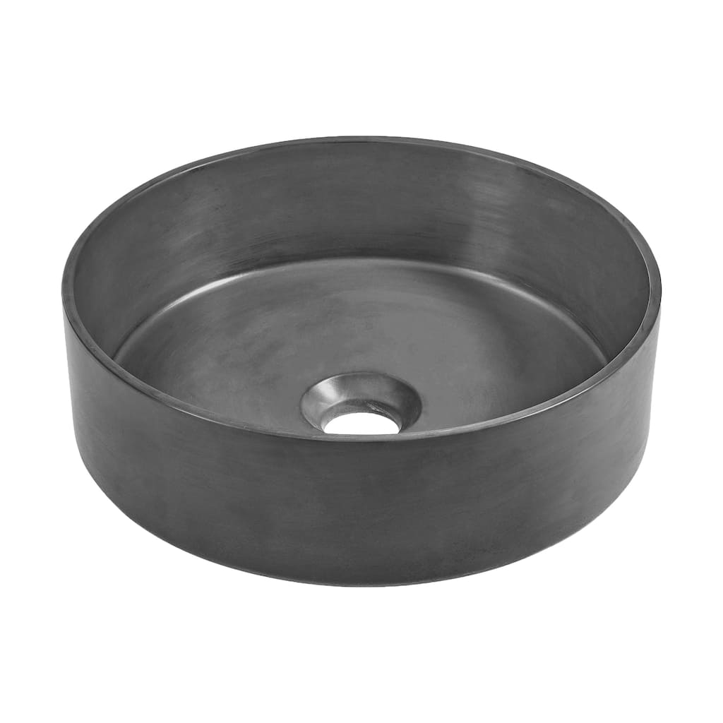 Thun 14.5" Round Concrete Vessel Bathroom Sink In Dark Grey - 14.6" x 14.6" 4.6"