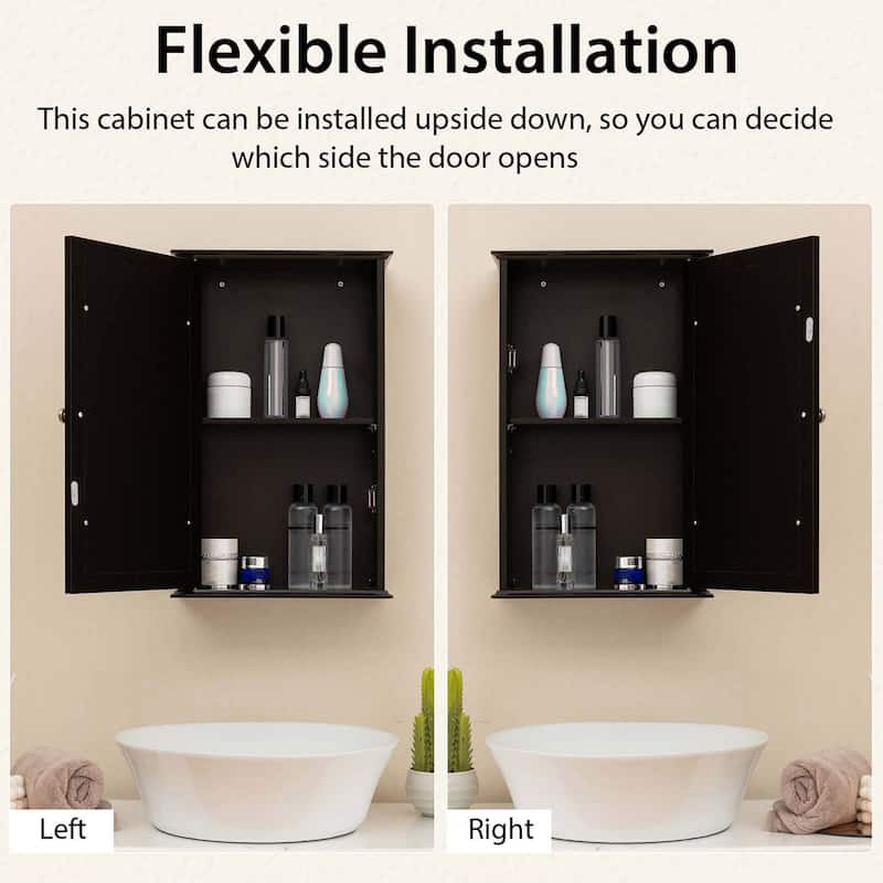 Costway Bathroom Wall Cabinet Single Mirror Door Cupboard Storage