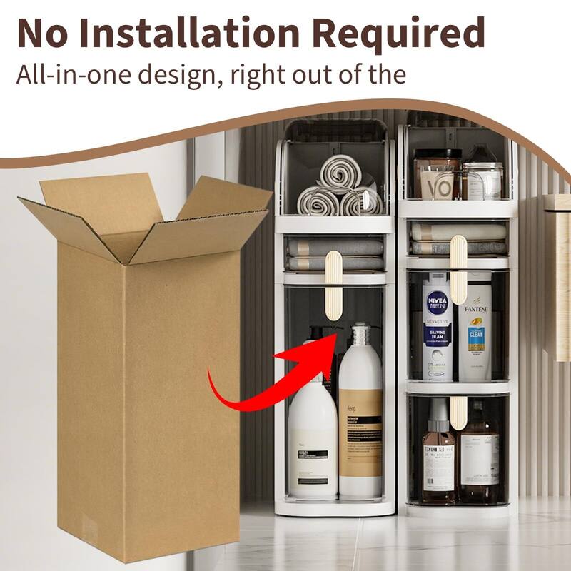 Bathroom Storage Cabinet with Wheels - 3-Tier Slim Narrow Organizer for Small Spaces, Transparent Drawers