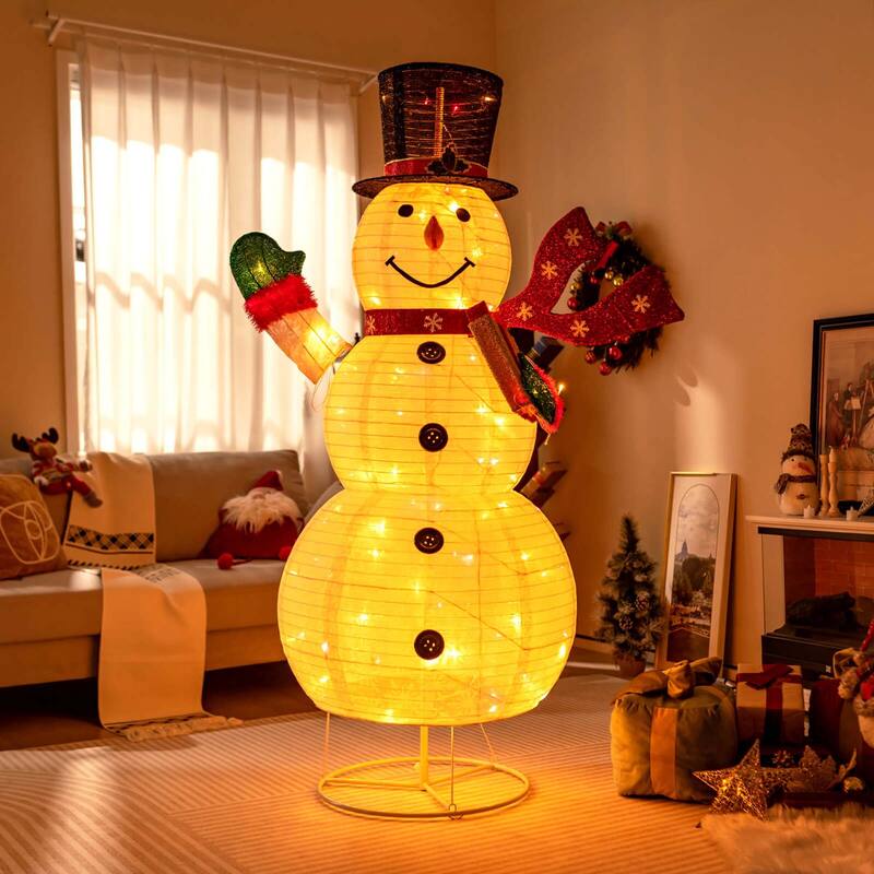 Costway 6 FT Pre-lit Christmas Snowman Xmas Decoration 8 Lighting - White - See Details