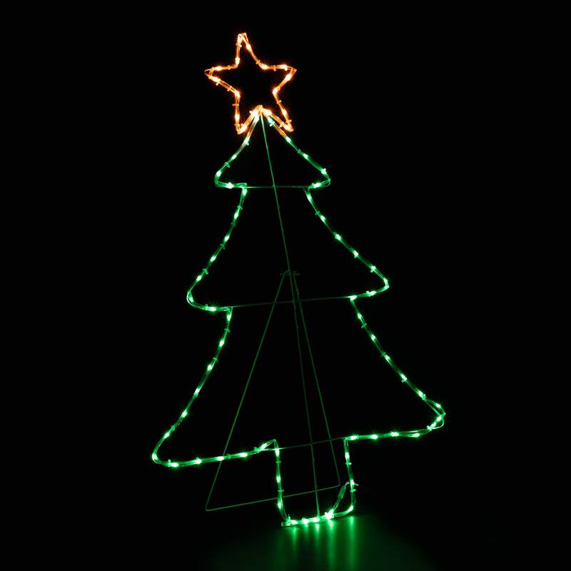38.5" Lighted Christmas Tree Silhouette Outdoor Christmas Decor - White