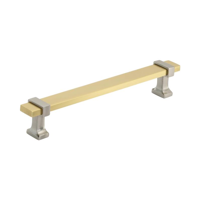 Amerock Overton Cabinet or Furniture Pull - 6-5/16 in (160 mm) Center-to-Center - Brushed Gold/Satin Nickel