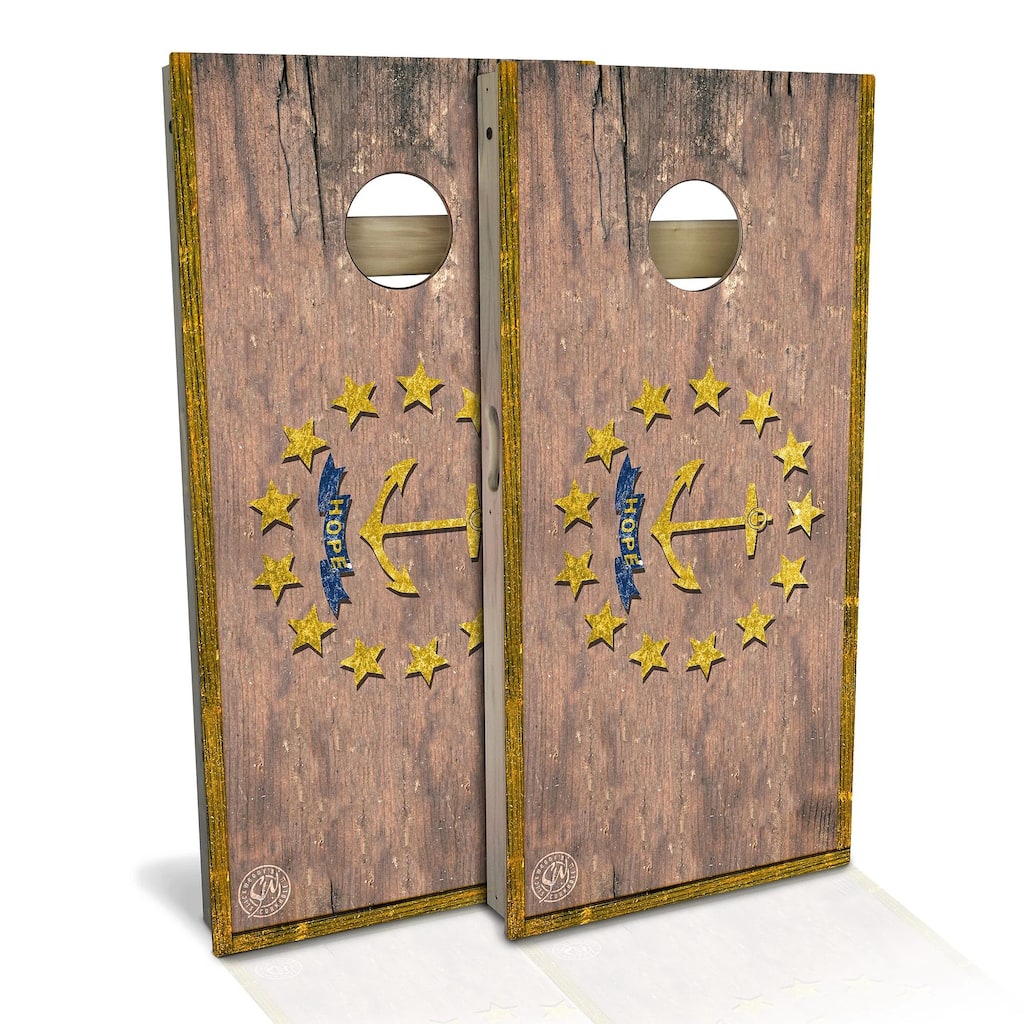 Rhode Island Flag Outdoor Cornhole Board Set