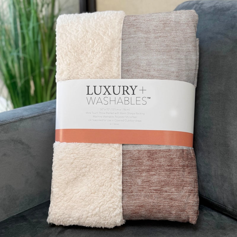 Premium Machine Washable Floral Sherpa Throw Blanket