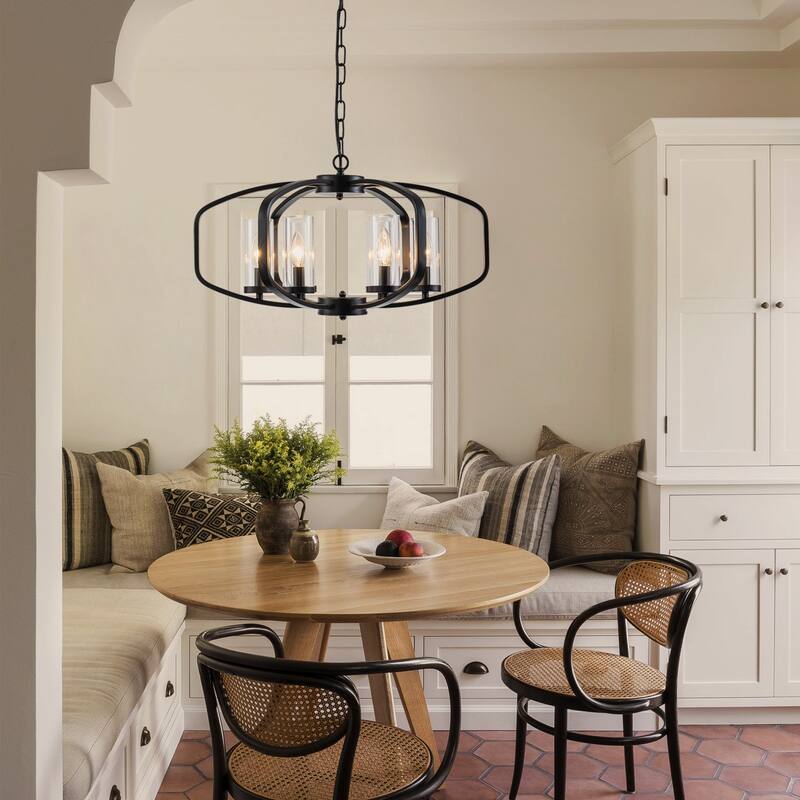 Starsky 6-Light 23in. Modern Farmhouse Unique Ceiling Lights Geometric Lantern Chandelier