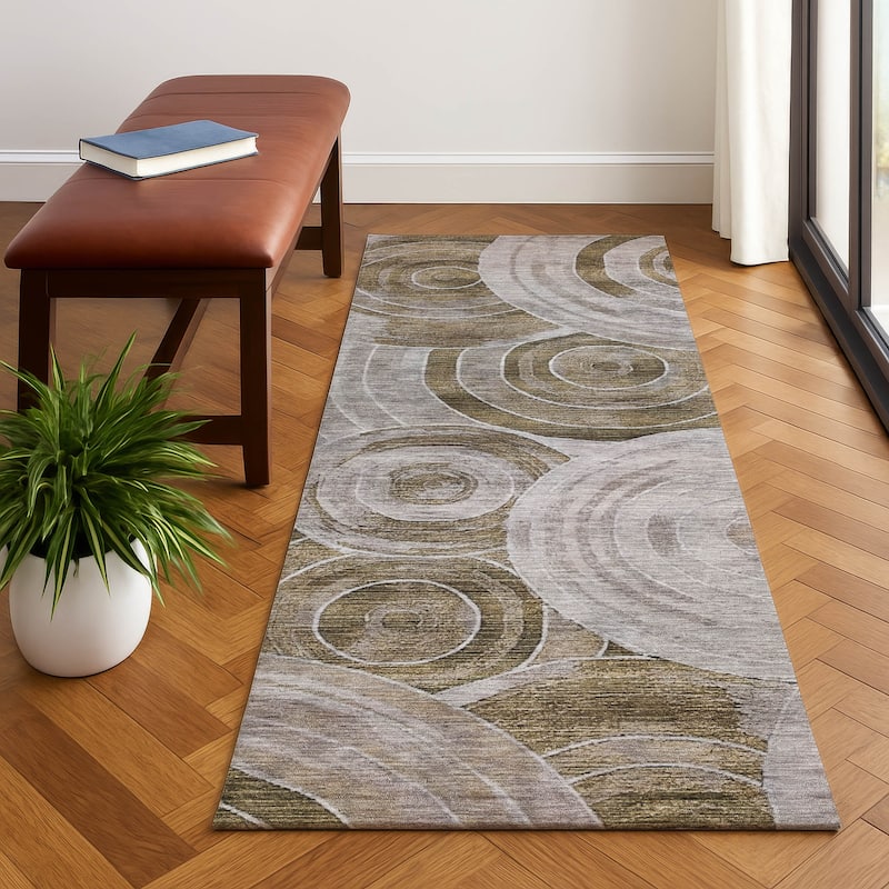 Premium Washable Super Soft Contemporary Mosaic Mayfield Rug - Brown - 2'3" x 7'6"