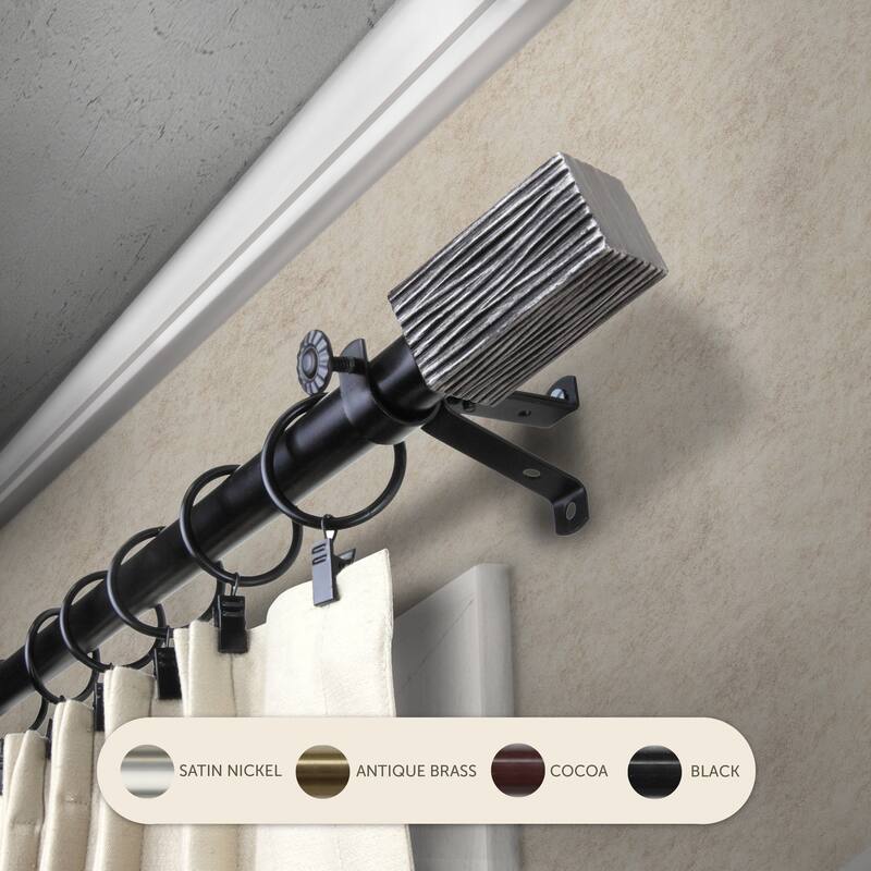 InStyleDesign Birch Adjustable Curtain Rod - 28 to 48 inches - Black