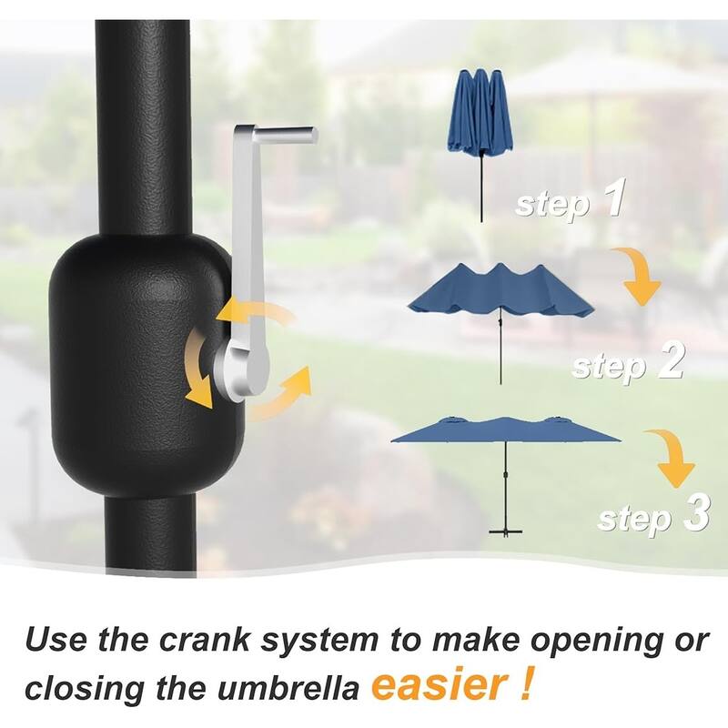 Kullavik 15ft Heavy-Duty Outdoor Center Pole Patio Umbrella