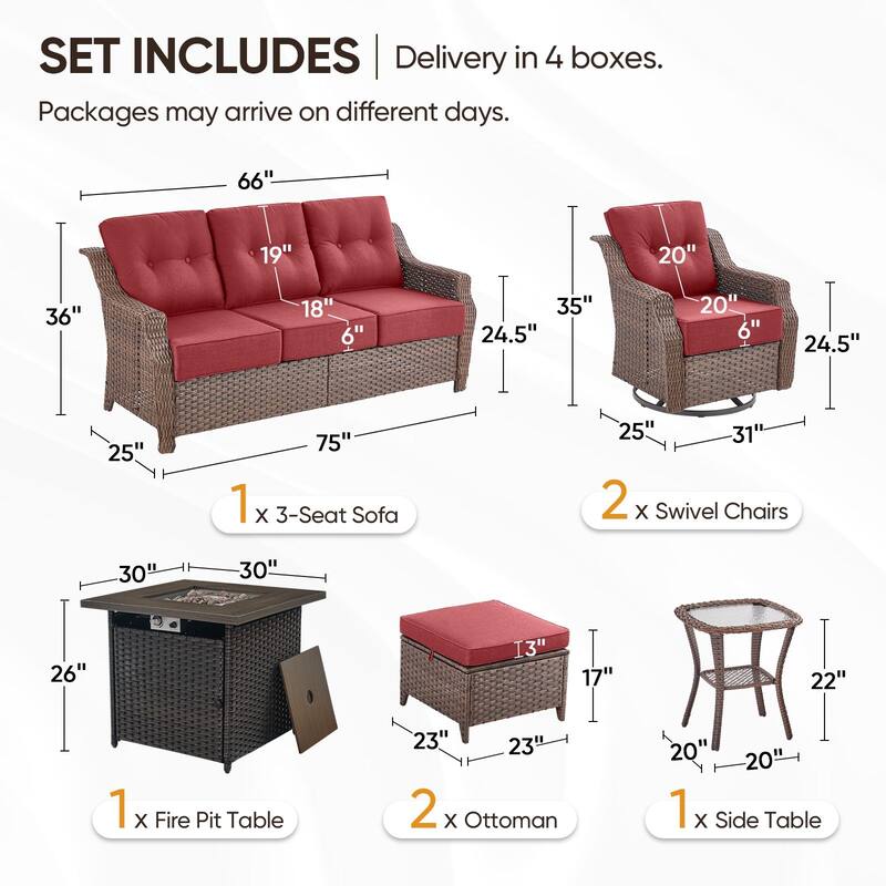 Outdoor Furniture Set with Propane Gas Fire Pit Table