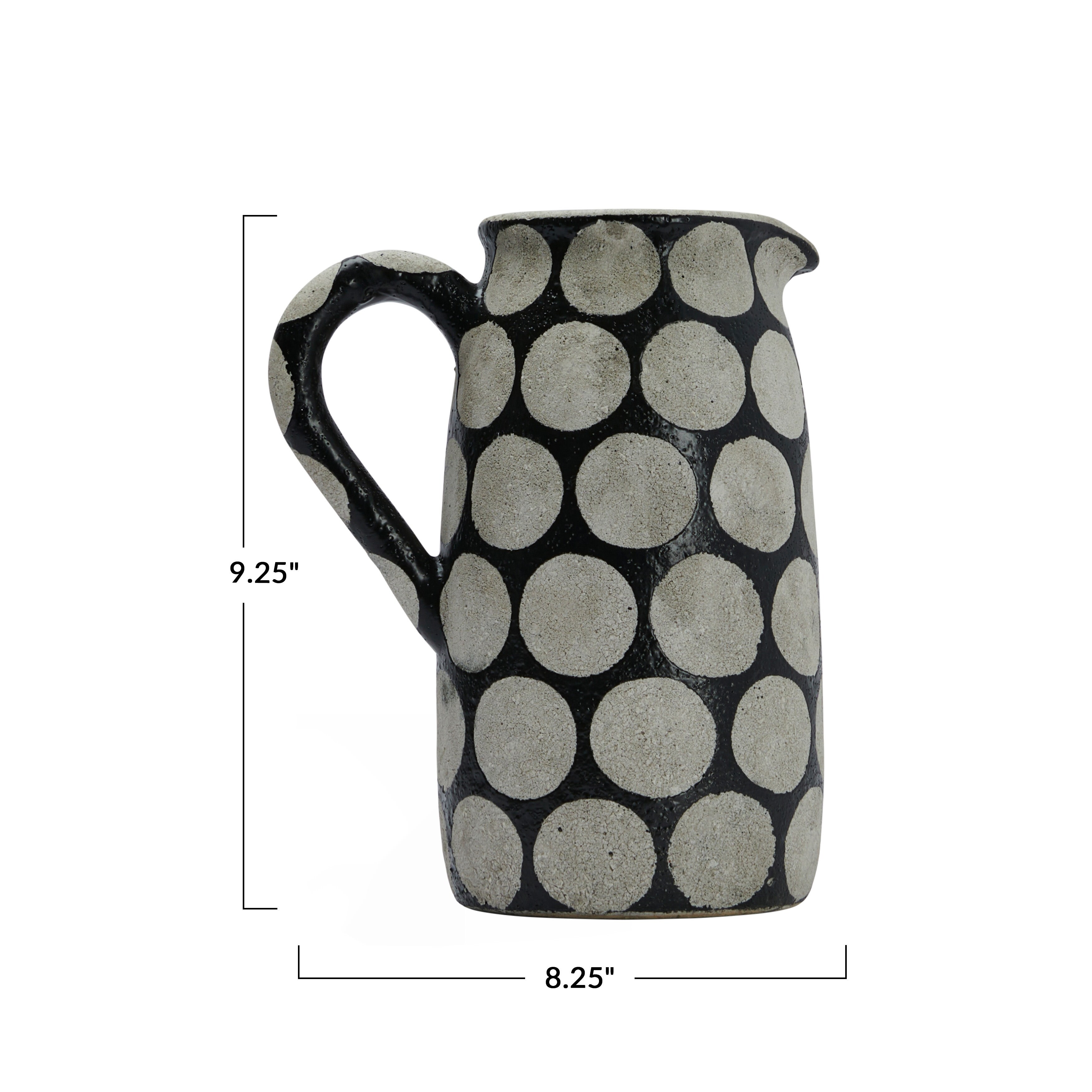 Stoneware Pitcher w/ Wax Relief Grid Pattern