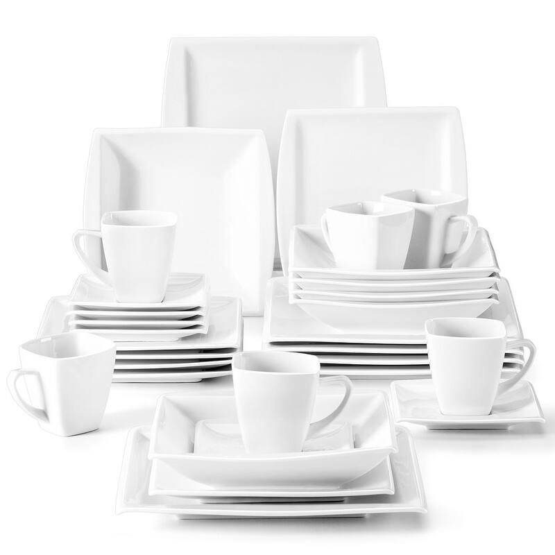MALACASA Blance 30-Piece Square Dinnerware Set (Service for 6)