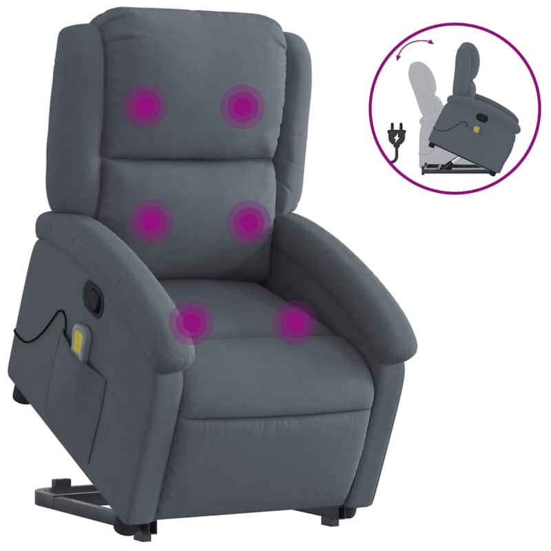 vidaXL Stand up Massage Recliner Chair Power Lift Wingback Armchair Velvet