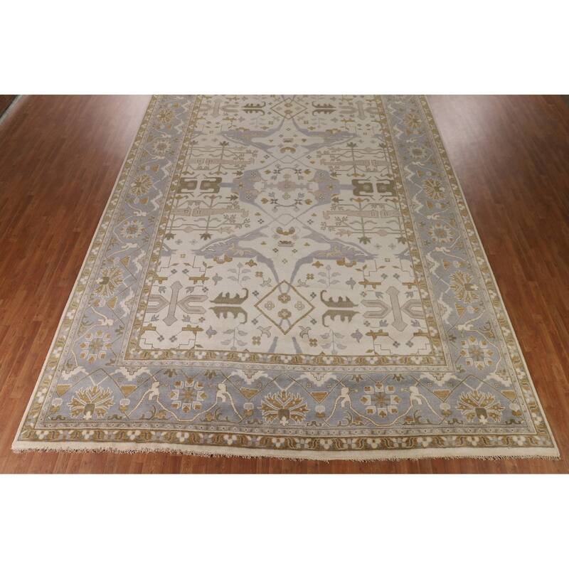 Large Oushak Oriental Area Rug Hand-Knotted Wool Carpet - 12'2" x 17'7"