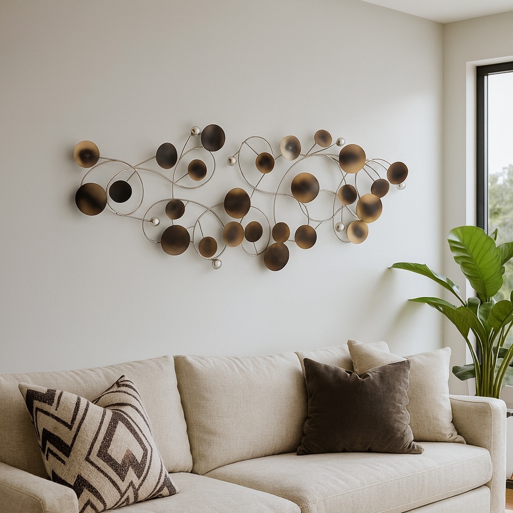 Metal Modern Small Discs Wall Decor - Silver, 47"