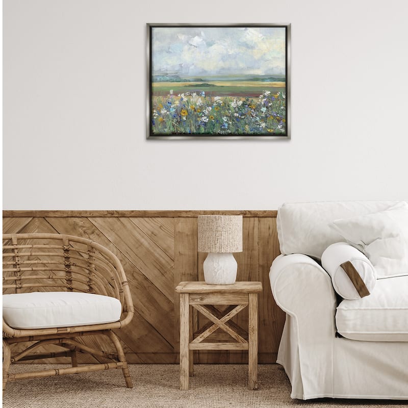 Stupell County Meadow Clouds Overhead Framed Floater Canvas Wall Art Design By Sally Swatland