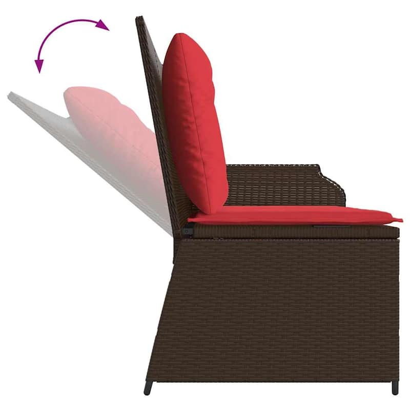 vidaXL Garden Bench with Cushion Brown Poly rattan - 26 x 43 x 37