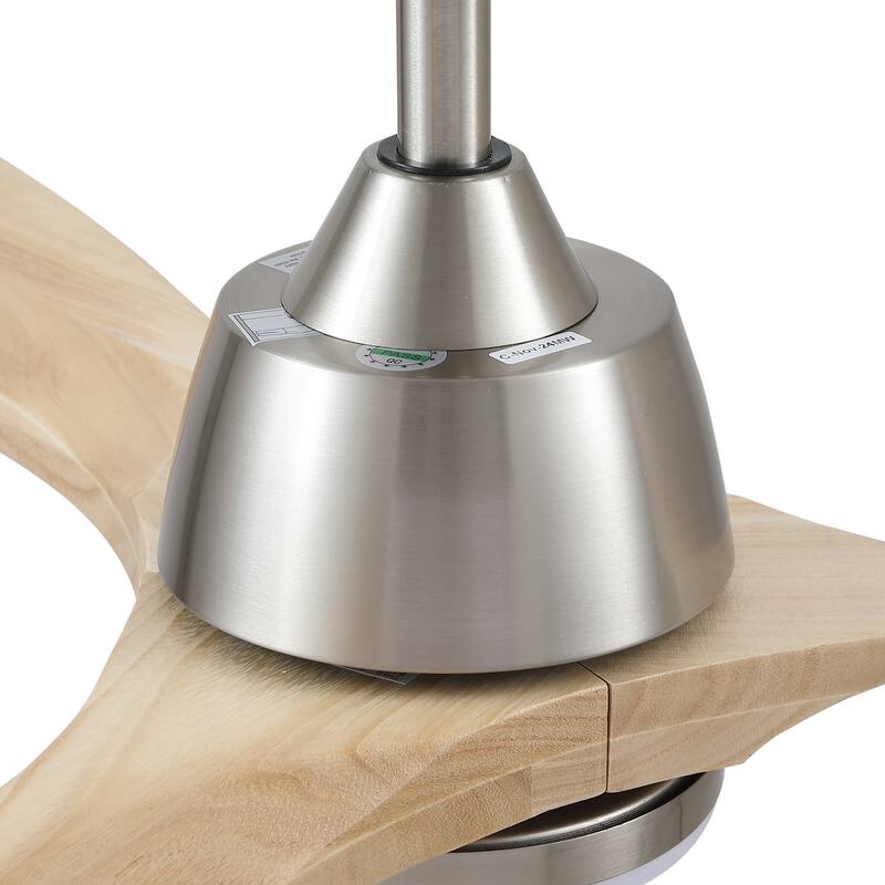 Whisper-Quiet Motor Wooden Ceiling Fan with Light and Remote, 6-Speed Reversible DC Motor, 3-Color Light Settings