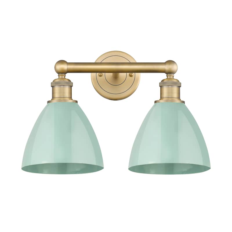 Innovations Lighting 616-2W-12-17 Plymouth Vanity Plymouth Dome 2 - Brushed Brass / Seafoam