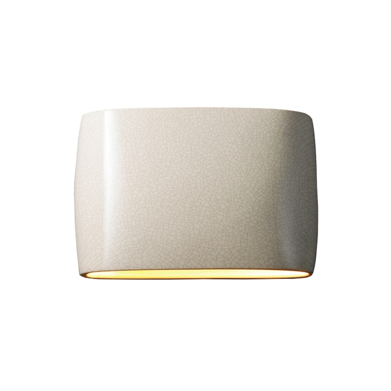 Ambiance 2-light Large White Crackle Open Top and Bottom Wide ADA Oval Wall Sconce