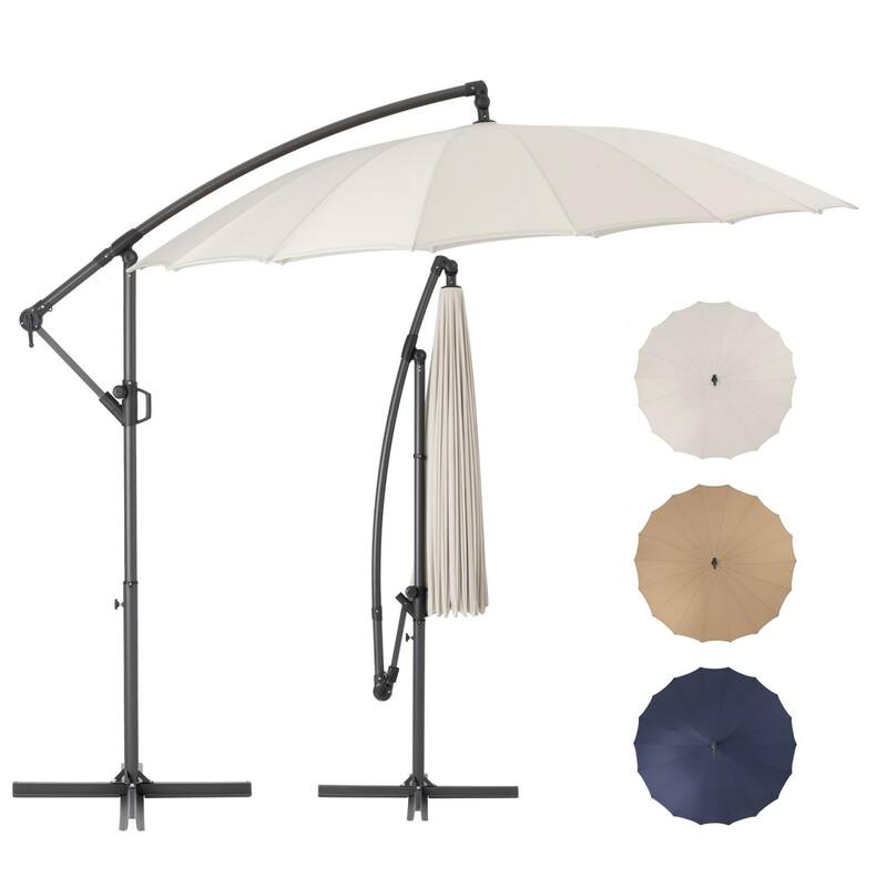 COSIEST 10FT Patio Cantilever Umbrella with18 Ribs Aluminum Frame