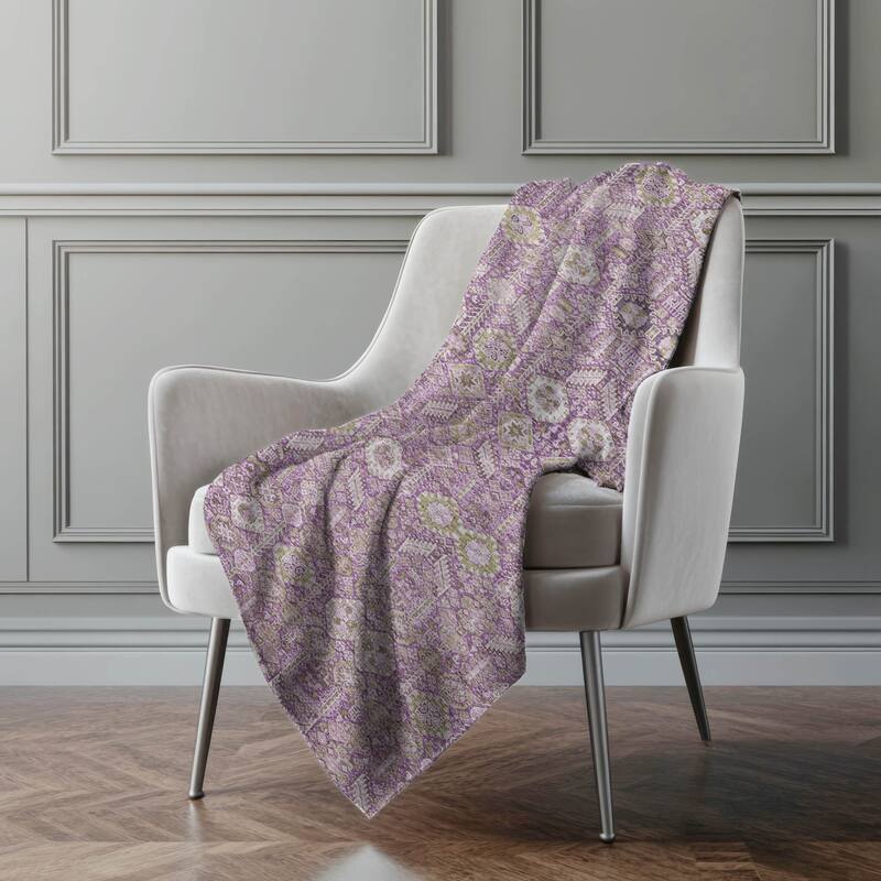 Premium Machine Washable Boho Moroccan Sherpa Throw Blanket - Lavender - 4'2" x 5'10"