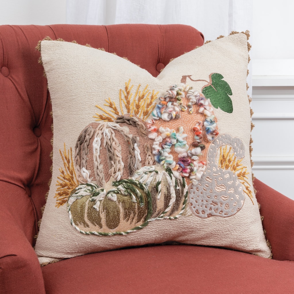 Rizzy Home Harvest Gourds Throw Pillow Cover