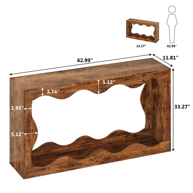 Anmytek 47"Rustic Open Frame Console Table Farmhouse Entryway and Living Room Storage