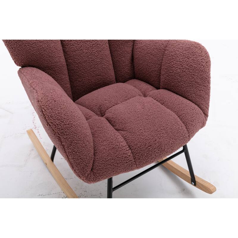 Teddy Fabric Rocking Glider Chair with Wooden Frame and 250lb Weight Capacity