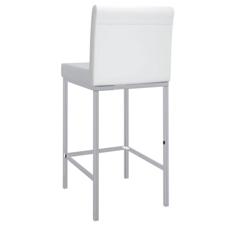 Low Back Counter Stool - 37.5" - Set of 2 - White and Chrome