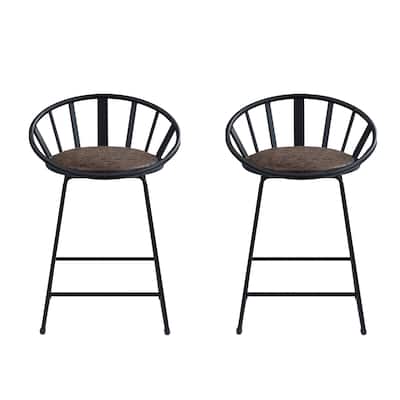 Set of 2 Upholstered Counter Height Chair in Black