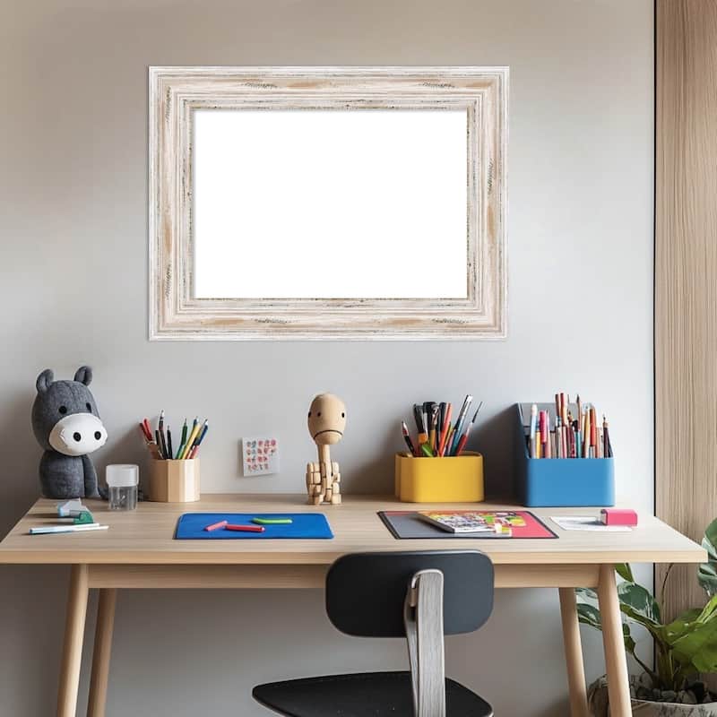 Amanti Art Alexandria Greywash Framed Dry Erase Magnetic Board