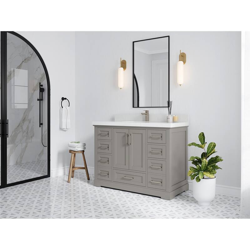 Willow Collection 48 in W x 22 in D x 36 in H Boston Single Bowl Sink Bathroom Vanity with Countertop