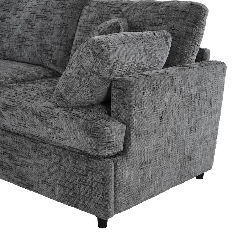 127 Inch U-Shaped Sectional Sofa with Movable Ottoman, 6-Piece Chenille Fabric Modular Couch with Pine Wood Frame