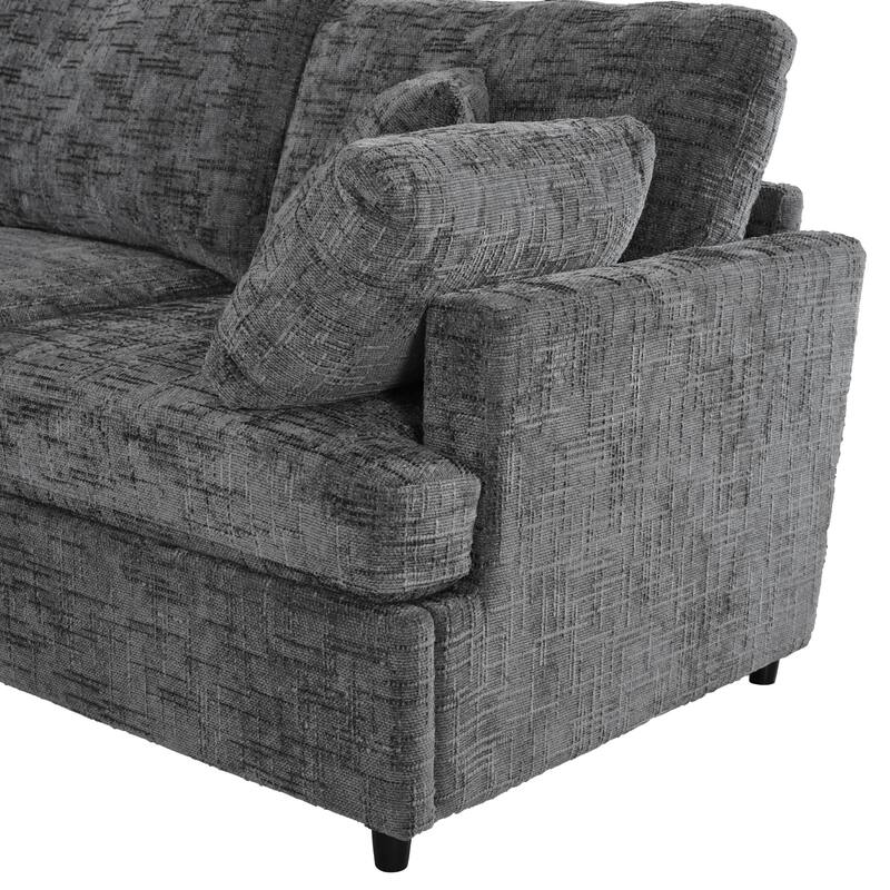 U-Shaped Modular Sectional Sofa with Movable Ottoman, Convertible Deep Seat Corner Couch, Oversized Chenille Fabric 6-Seat Sofa