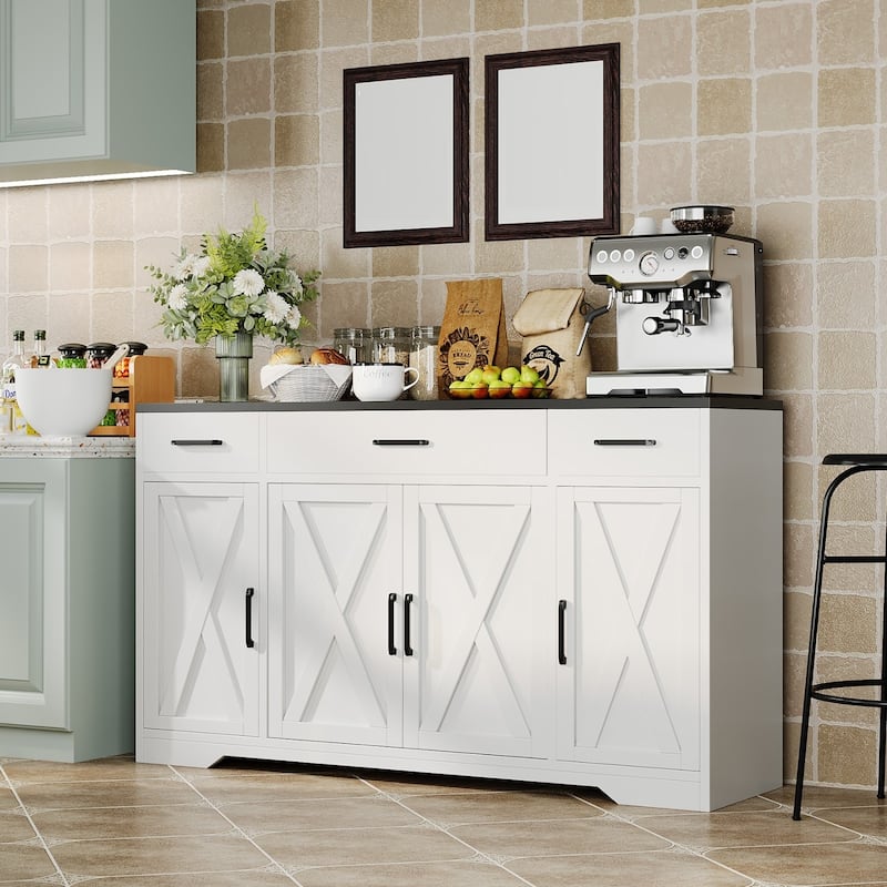 Modern Farmhouse Buffet Cabinet, Kitchen Cabinet with Adjustable Shelf