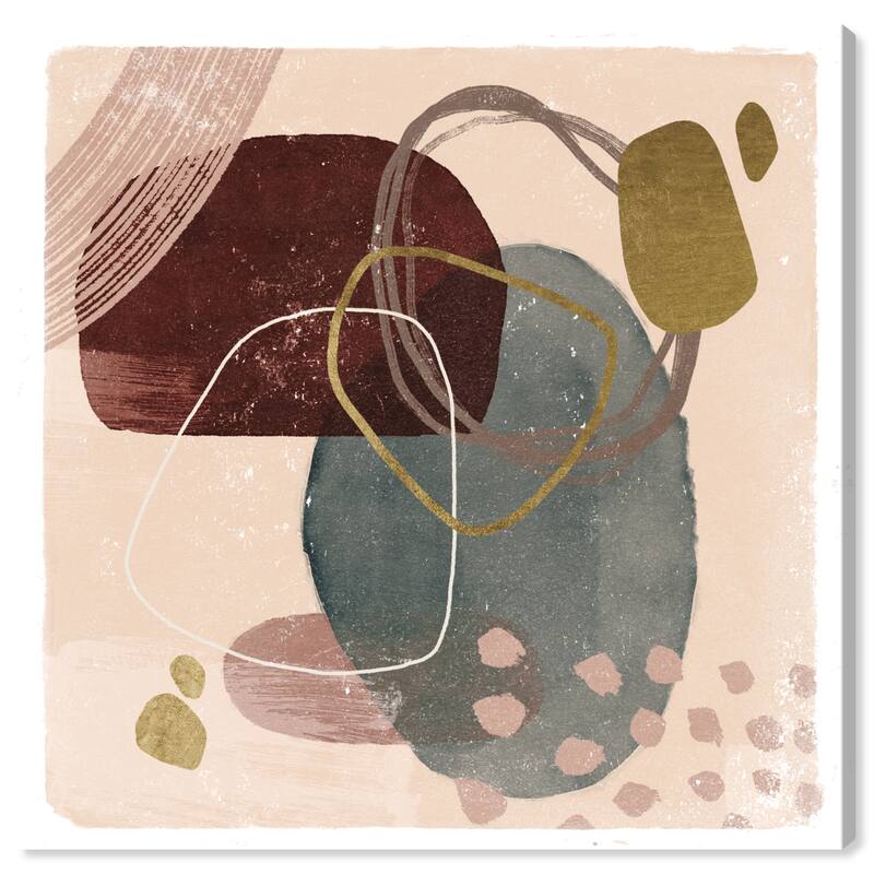 Wynwood Studio Canvas Abstract Shapes and Sound Pink and Metallic Gold Transitional Wall Art Canvas Print