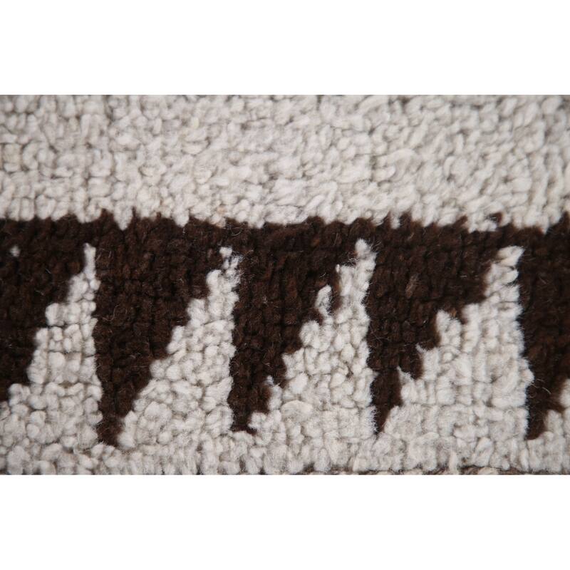 Natural Dye Tribal Beige Anatolian Runner Rug Hand-knotted Wool Carpet - 3'5"x 11'8"