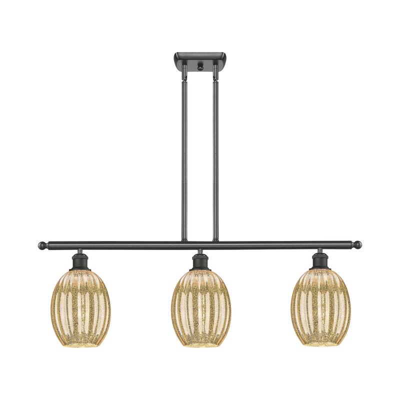 Innovations Lighting Endless Possibilities Ballston - Preston - 3 Light 36" Bulb Shade Stem Hung Island Light - Mercury/Oil Rubbed Bronze