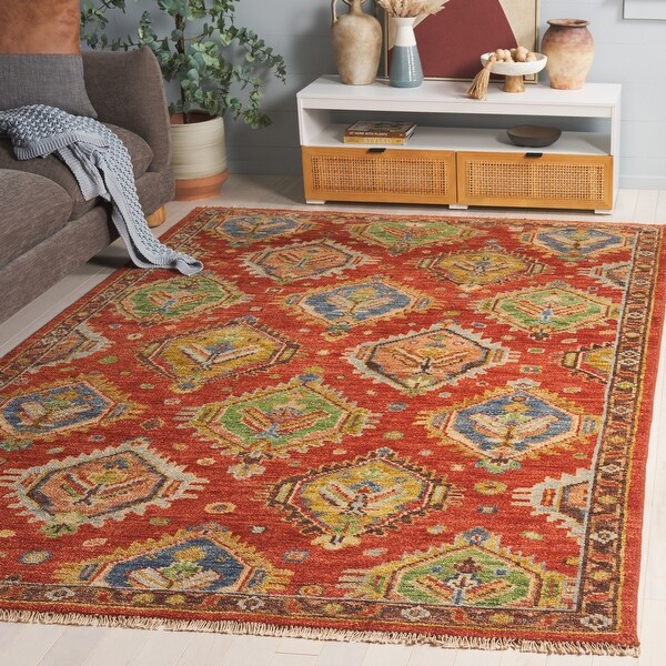 SAFAVIEH Handmade Samarkand Traditional Tribal Rust/Brown Wool Rug
