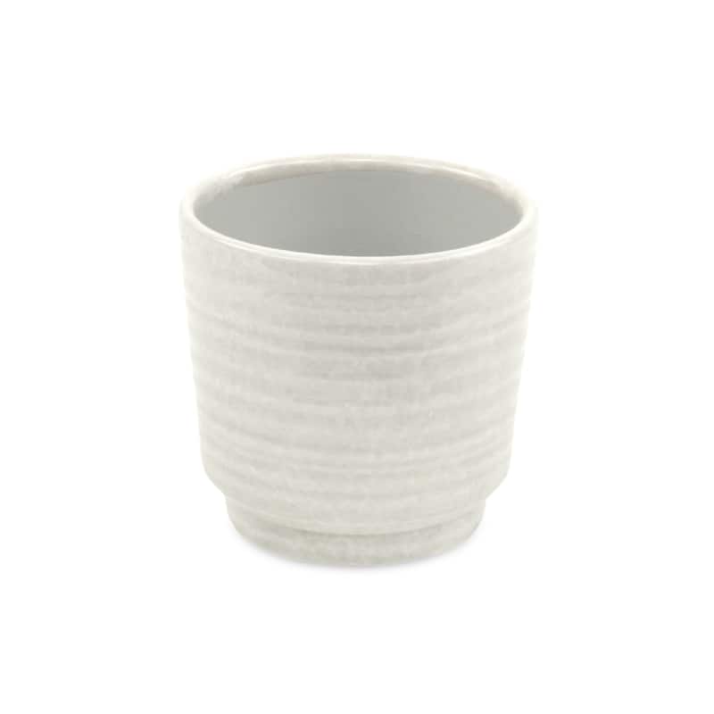 Celadon Gray Ceramic Rippled Planter