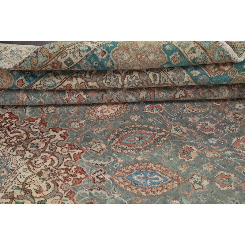 Distressed Floral Tabriz Persian Area Rug Hand-knotted Wool Carpet - 7'9" x 10'8"
