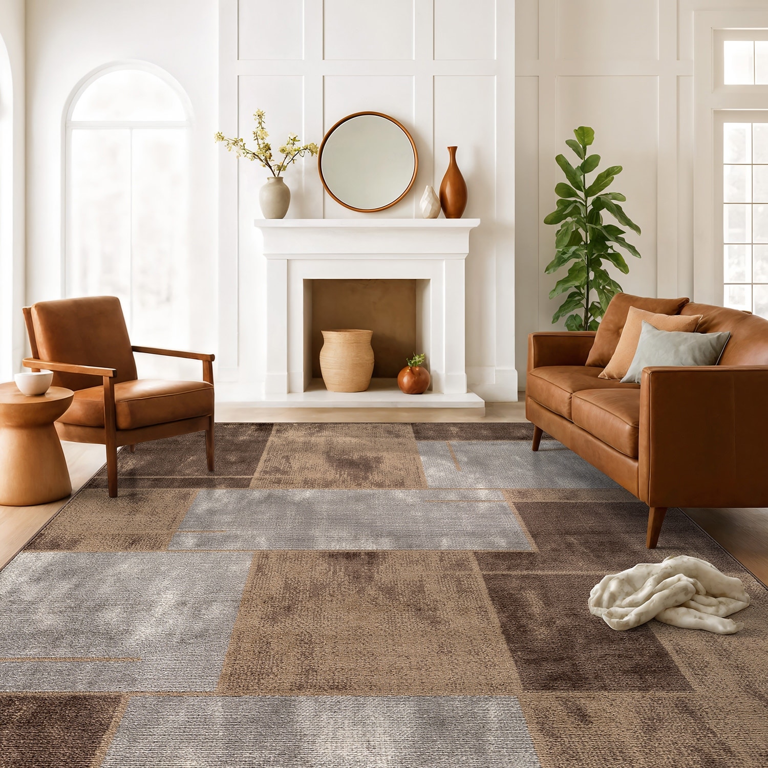 Modern Linear Area Rug for Living Room, Bedroom, or Entryway - Low Pile Indoor Rug