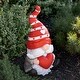 preview thumbnail 2 of 3, Magnesium Garden Gnome Sitting Holding Big Heart with Red Hat