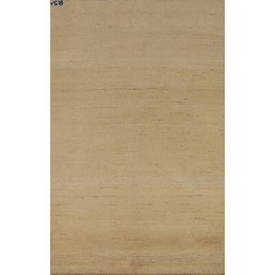 Gabbeh Modern Rug Hand-Knotted Bedroom Solid Wool Carpet - 3'10"x 5'11"