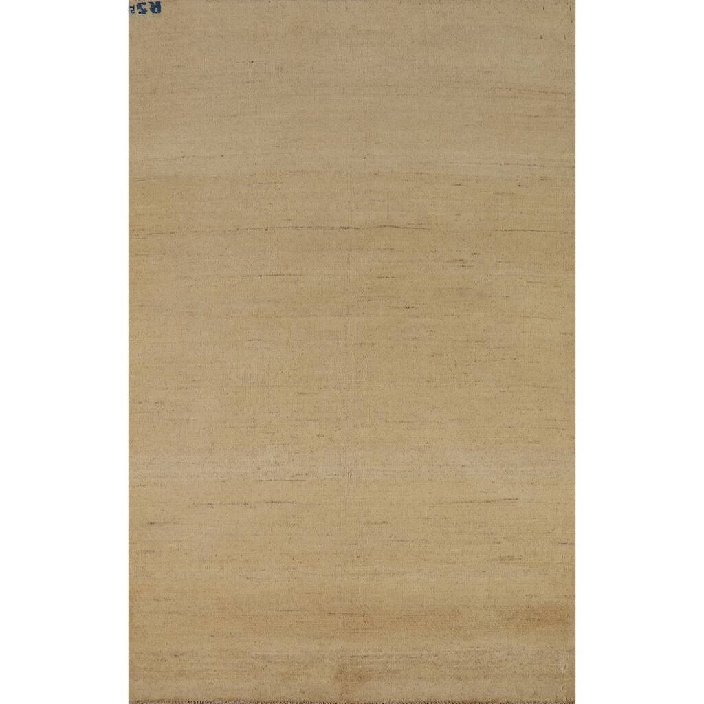 Gabbeh Modern Rug Hand-Knotted Bedroom Solid Wool Carpet - 3'10"x 5'11"