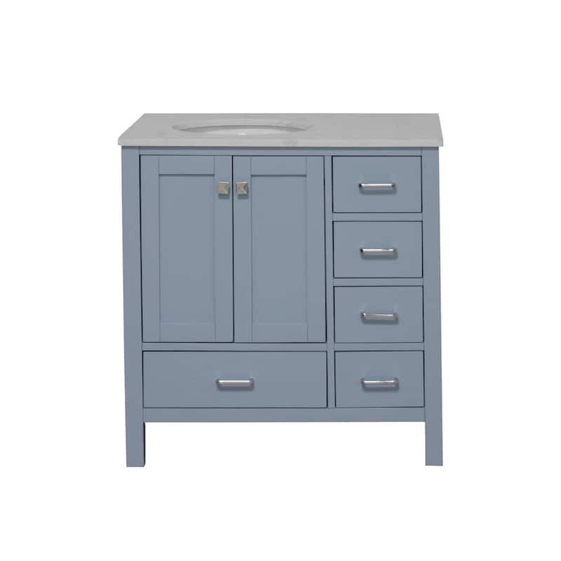 KitchenBathCollection Horizon 36" Bathroom Vanity with Engineered Carrara Top