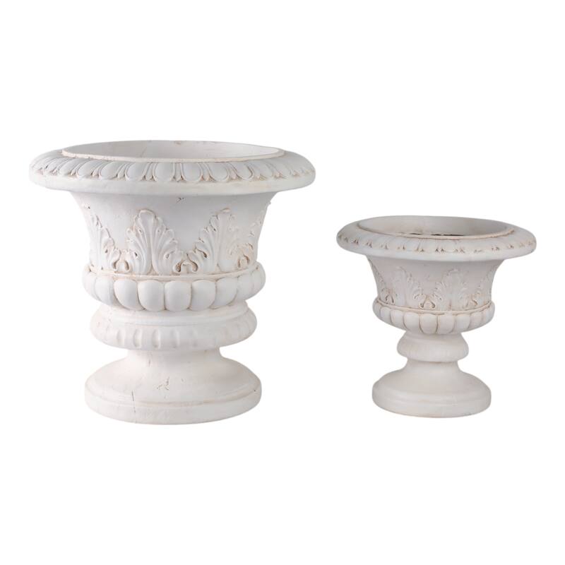 Magnesia Urn Planter Ornate Classic Design (Set of 2) - 20", 15" Ivory - 22" x 22" x 20"