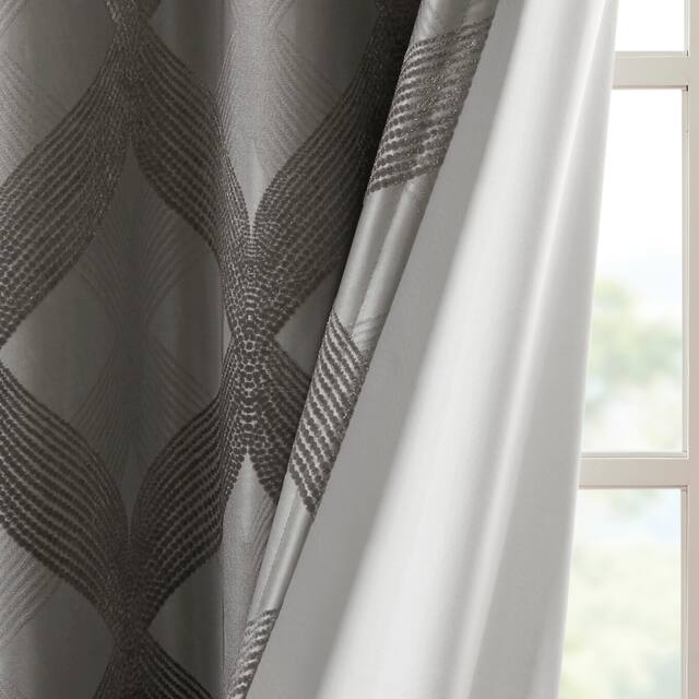 Abel Ogee Knitted Jacquard Total Blackout Curtain Panel by SunSmart