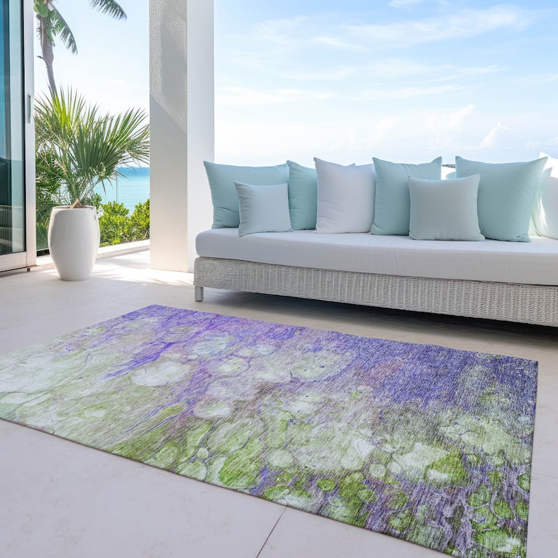 Machine Washable Indoor/ Outdoor Chantille Modern Abstract Rug